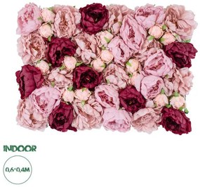 Artificial Garden ROSES STORY 20355 Τεχνητό Διακοσμητικό Πάνελ Λουλουδιών-Κάθετος Κήπος σύνθεση Ροζ &amp; Βυσσινί Τριαν Globostar-20 20355