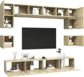 vidaXL Έπιπλα Τηλεόρασης Σετ 8 Τεμαχίων Sonoma Δρυς από Επεξ. Ξύλο