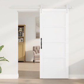 vidaXL Συρόμενη Πόρτα με Σετ Εξαρτημάτων Λευκό 83x202 εκ. Σατανισμένο Ξύλο Πεύκου