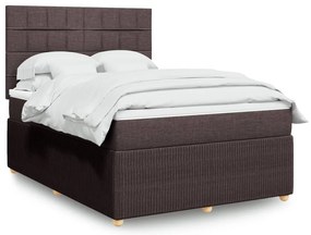 VidaXL Κρεβάτι Boxspring με Στρώμα Σκούρο Καφέ 140x190 εκ. Υφασμάτινο
