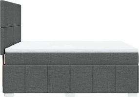 vidaXL Κρεβάτι Boxspring με Στρώμα Σκούρο Γκρι 140x200 εκ Υφασμάτινο