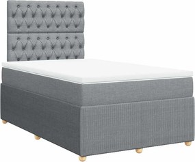 vidaXL Κρεβάτι Boxspring με Στρώμα Ανοιχτό Γκρι 120x200 εκ. Υφασμάτινο