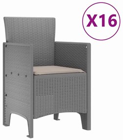 vidaXL Σέτ φαγητού για κήπο 17 pcs Ανοιχτό γκρι Rattan Polt