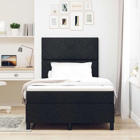 vidaXL Κρεβάτι με ελατήρια με στρώμα Μαύρο 120 x 190 cm ύφασμα