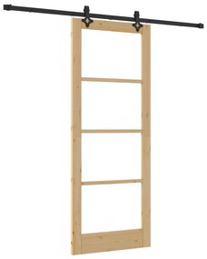 vidaXL Συρόμενη Πόρτα  με Σετ Υλικών 83x211 cm Συμπαγές Ξύλο Πεύκου