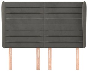 Κεφαλάρι με Πτερύγια Σκούρο Γκρι 147x23x118/128 εκ. Βελούδινο 3118145