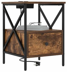 vidaXL Κομοδίνο Καπνιστή δρυς 41.5 x 40.5 x 55 εκ. Επεξεργασμένο ξύλο