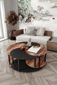 Σετ Τραπεζιών Σαλονιού Καρυδί / Μαύρο SECRA 70x70x38