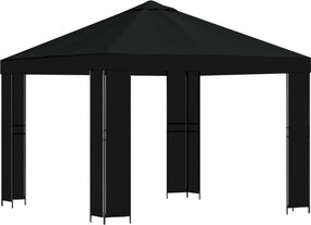 vidaXL Κιόσκι 3 x 3 m Μαύρο Πολυεστέρας και Χάλυβας 190 gsm