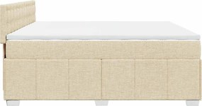 vidaXL Κρεβάτι Boxspring με Στρώμα Κρεμ 200x200 εκ. Υφασμάτινο