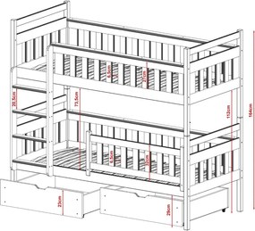 TEZO 80x200 pine bunk bed Lano Furniture