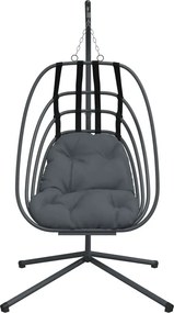 vidaXL Κρεμαστή Πολυθρόνα Αυγού με Βάση από Ανθρακί Ατσάλι