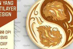 Σετ των 2 Intra απο ξύλο plywood 3mm-4mm πάχος – YIN YANG Πολυστρωματική Δίασταση 20x20 cm INTRAFABR-94252597