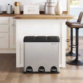 Κάδος Απορριμμάτων Τριπλός (60.8x35.3x56.8) Songmics 54lt LTB54L