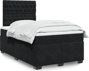 vidaXL Κρεβάτι Boxspring με Στρώμα Μαύρο 120 x 200 εκ. Βελούδινο