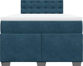 vidaXL Κρεβάτι Boxspring με Στρώμα Μπλε 120x200 εκ. Βελούδινο