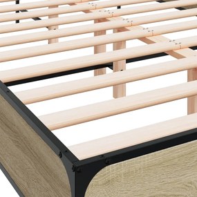 vidaXL Πλαίσιο Κρεβατιού Sonoma Δρυς 140x200 εκ. Επεξ. Ξύλο &amp; Μέταλλο