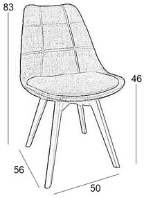 ΚΑΡΕΚΛΑ ΤΡΑΠΕΖΑΡΙΑΣ ΞΥΛΙΝΗ 4ΤΜΧ BIANCA GREY ΥΦΑΣΜΑ 50X56X46-83ΕΚ.