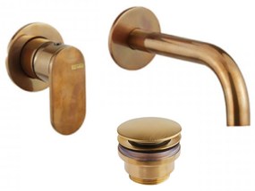 Armando Vicario Slim Natural Brass Μπαταρία Νιπτήρος Εντοιχισμού+Βαλβίδα Clic-Clac