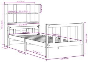 ΚΡΕΒΑΤΙ ΒΙΒΛΙΟΘΗΚΗ ΧΩΡΙΣ ΣΤΡΩΜΑ ΚΑΦΕ 90X190 ΕΚ ΜΑΣΙΦ ΠΕΥΚΟ 3322144