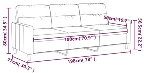 Καναπές Τριθέσιος Ανοιχτό Γκρι 180 εκ. Υφασμάτινος - Γκρι
