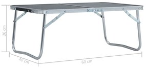 Τραπέζι Κάμπινγκ Πτυσσόμενο Γκρι 60 x 40 εκ. Αλουμινίου - Γκρι