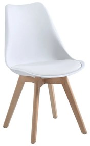 MARTIN Καρέκλα Τραπεζαρίας Κουζίνας, Metal Cross Ξύλο, PP Άσπρο, Αμοντάριστη Ταπετσαρία  48x56x82cm [-Φυσικό/Άσπρο-] [-Ξύλο/PP - PC - ABS-] ΕΜ136,10W