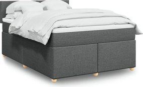 vidaXL Κρεβάτι Boxspring με Στρώμα Σκούρο Γκρι 140x200 εκ Υφασμάτινο