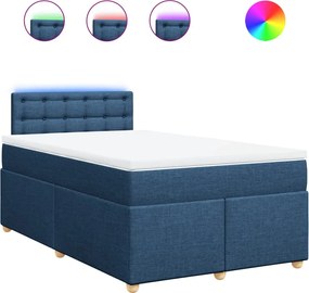 vidaXL Κρεβάτι Boxspring με Στρώμα Μπλε 120x190 εκ. Υφασμάτινο
