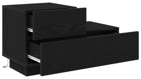 vidaXL Κομοδίνο  με LED Φώτα Μαύρη Ξυλεία 70 x 36 x 40.5 εκ.