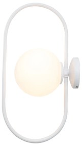 Επιτοίχιο φωτιστικό σε λευκή απόχρωση και λευκή οπαλίνα 1XG9 D:40cm (43038-WH) - 43038-WH