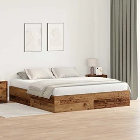 vidaXL Σκελετός Κρεβατιού Παλαιό ξύλο 200 x 180 x 31.5 εκ.