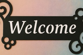 Intra απο ξύλο plywood 3mm-4mm πάχος – Paper Cut Sign Welcome Δίασταση 40x30 cm INTRAFABR-119970387
