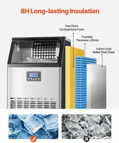 VEVOR Commercial Ice Maker Freestanding Cabinet Machine 120lbs/24H 45 Ice Cubes