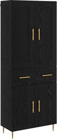 vidaXL Highboard Μαύρη Οξυά 69,5 x 34 x 180 εκ. Επεξεργασμένο ξύλο