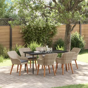 vidaXL Σετ τραπεζαρίας 7 pcs Ανοιχτό γκρι και Μαύρο Large