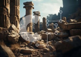 Intra Συλλεκτικό Ξύλινο Παζλ Plywood 4mm - Αρχαίος ναός με πυλώνες και αντικείμενα Σε Ξύλινο Κουτί - Διαστάσεις Puzzle: 10x10 cm – 25 κομμάτια