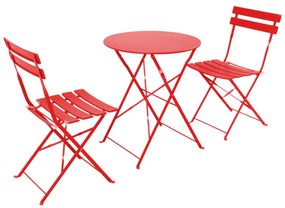Intrahome Τραπεζαρία Bistro 3τεμ Intrahome μεταλλική αναδιπλούμενη σε κόκκινη απόχρωση Φ60x71εκ | SKU: INTRAPA-320111123
