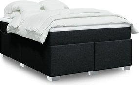 vidaXL Κρεβάτι Boxspring με Στρώμα Μαύρο 140x190 εκ. Υφασμάτινο