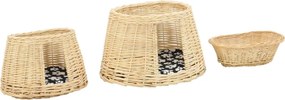 vidaXL Καλάθι Γάτας Σετ 3 τεμ. με Μαξιλάρια 47x34x60 εκ. Φυσική Ιτιά