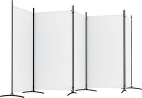 vidaXL Διαχωριστικό Δωματίου με 5 Πάνελ Λευκό 433x180 εκ. από Ύφασμα