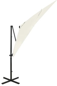 vidaXL Ομπρέλα Κρεμαστή με Ιστό και LED Χρώμα Άμμου 250 εκ.