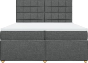 vidaXL Κρεβάτι Boxspring με Στρώμα Σκούρο Γκρι 200x200 εκ. Υφασμάτινο