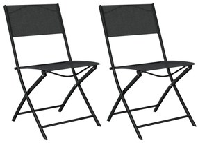 318766 vidaXL Καρέκλες Εξ. Χώρου Πτυσσόμενες 2 τεμ. Μαύρες. Ατσάλι/Textilene Μαύρο, 1 Τεμάχιο