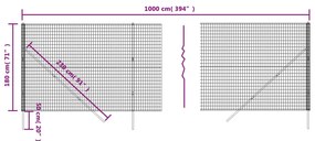 vidaXL Συρματόπλεγμα Περίφραξης Πράσινο 1,8x10 μ. Γαλβανισμένο Ατσάλι