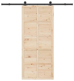 vidaXL Συρόμενη Πόρτα Καφέ 100 x 208 εκ. Μασίφ ξύλο πεύκου