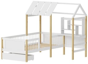 Παιδικό κρεβάτι Bedria pakoworld τ.Montessori ξύλο σε λευκή-φυσική απόχρωση 190x90εκ