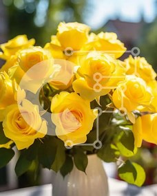 Intra Συλλεκτικό Ξύλινο Παζλ Plywood  4mm - Floral σύνθεση σε λευκό βάζο σε τραπέζι εξωτερικού χώρου Σε Ξύλινο Κουτί - Διαστάσεις: 10x10 cm – 25 κομμάτια