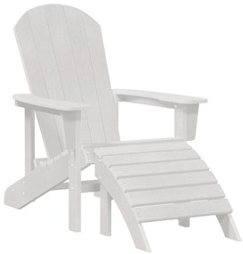 vidaXL Καρέκλα Adirondack με Υποπόδιο Λευκή HDPE