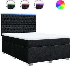 vidaXL Κρεβάτι Boxspring με Στρώμα Μαύρο 140x190 εκ. Υφασμάτινο